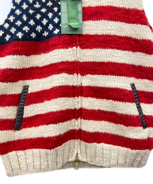 CANADIAN SWEATER（カナディアンセーター）CANADIAN SWEATER (カナディアンセーター) ニットベスト レッド×ベージュ サイズ:42の古着・服飾アイテム