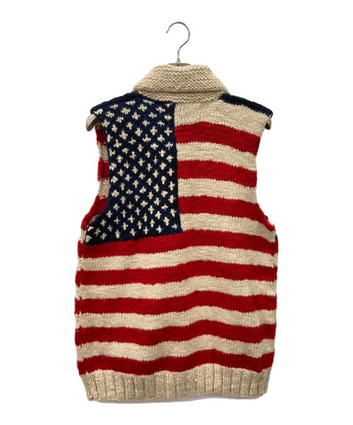 CANADIAN SWEATER（カナディアンセーター）CANADIAN SWEATER (カナディアンセーター) ニットベスト レッド×ベージュ サイズ:42の古着・服飾アイテム