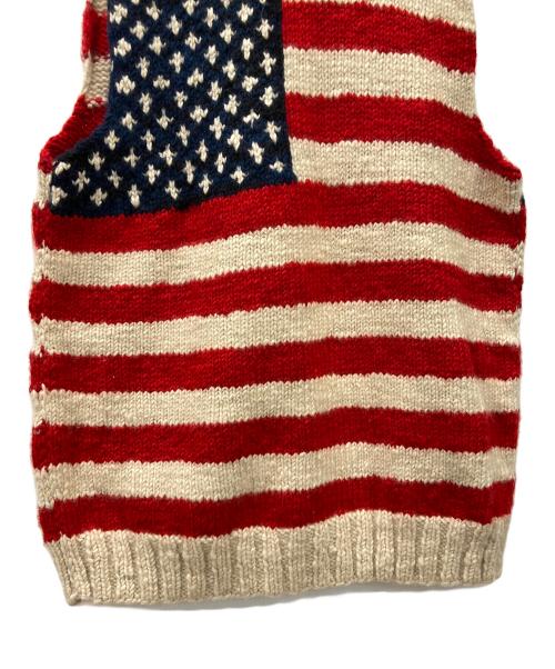 CANADIAN SWEATER（カナディアンセーター）CANADIAN SWEATER (カナディアンセーター) ニットベスト レッド×ベージュ サイズ:42の古着・服飾アイテム