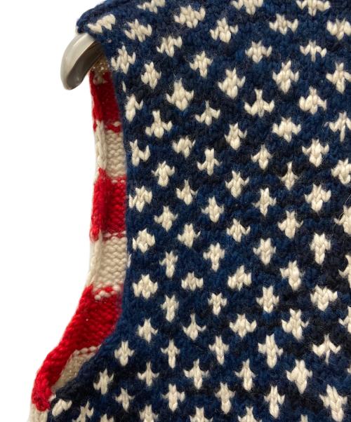 CANADIAN SWEATER（カナディアンセーター）CANADIAN SWEATER (カナディアンセーター) ニットベスト レッド×ベージュ サイズ:42の古着・服飾アイテム