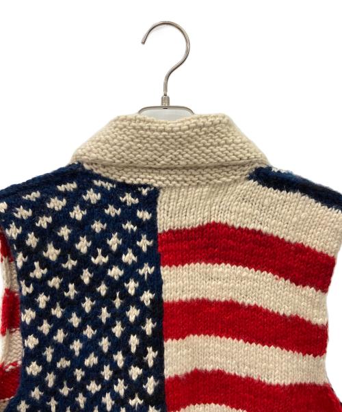 CANADIAN SWEATER（カナディアンセーター）CANADIAN SWEATER (カナディアンセーター) ニットベスト レッド×ベージュ サイズ:42の古着・服飾アイテム