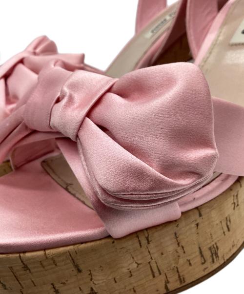 MIU MIU（ミュウミュウ）MIU MIU (ミュウミュウ) MIU MIU　satin and cork sandals ピンクベージュ サイズ:37　1/2の古着・服飾アイテム