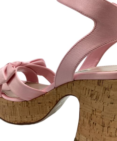 MIU MIU（ミュウミュウ）MIU MIU (ミュウミュウ) MIU MIU　satin and cork sandals ピンクベージュ サイズ:37　1/2の古着・服飾アイテム