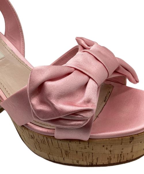 MIU MIU（ミュウミュウ）MIU MIU (ミュウミュウ) MIU MIU　satin and cork sandals ピンクベージュ サイズ:37　1/2の古着・服飾アイテム