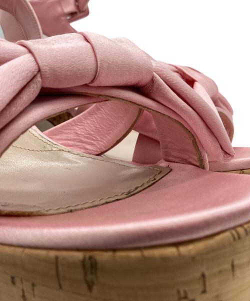 MIU MIU（ミュウミュウ）MIU MIU (ミュウミュウ) MIU MIU　satin and cork sandals ピンクベージュ サイズ:37　1/2の古着・服飾アイテム