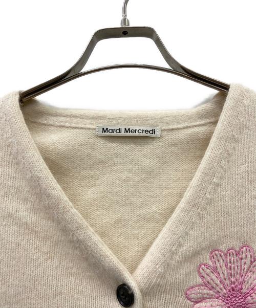 Mardi Mercredi（マルディメクルディ）Mardi Mercredi (マルディメクルディ) MARDI MERCREDI　薄手カーディガン ベージュ×ピンク サイズ:ONESIZEの古着・服飾アイテム