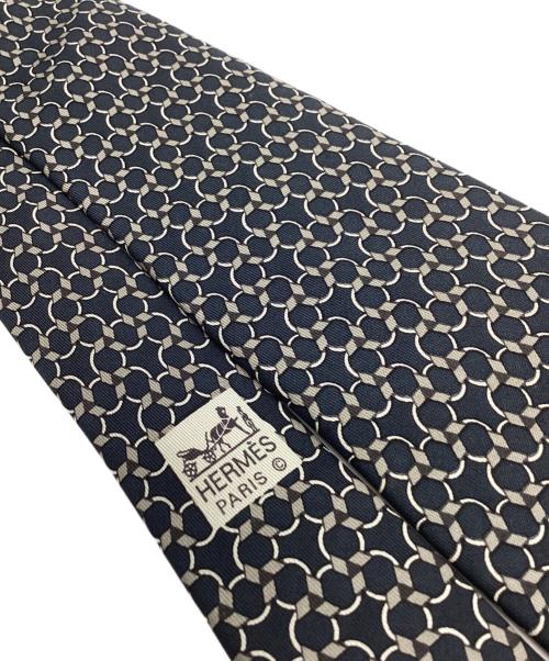 HERMES（エルメス）HERMES (エルメス) HERMES　ネクタイ ブラック×グレー サイズ:不明（実寸サイズ参照）の古着・服飾アイテム
