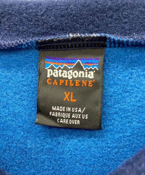 Patagonia SYNCHILLA（パタゴニア シンチラ）Patagonia SYNCHILLA (パタゴニア シンチラ) キャプリーンVネックカットソー ブルー×ネイビー サイズ:XLの古着・服飾アイテム