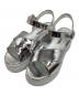 MIU MIU（ミュウミュウ）の古着「White Patent Leather Ankle Strap Crystals Platform Sandals」｜シルバー×ホワイト