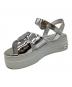 中古・古着 MIU MIU (ミュウミュウ) White Patent Leather Ankle Strap Crystals Platform Sandals シルバー×ホワイト サイズ:38：17000円