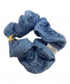 CELINEセリーヌ）の古着「CELINE　SCRUNCHY ENGLISH EMBROIDERY　シュシュ」｜ネイビー×ゴールド