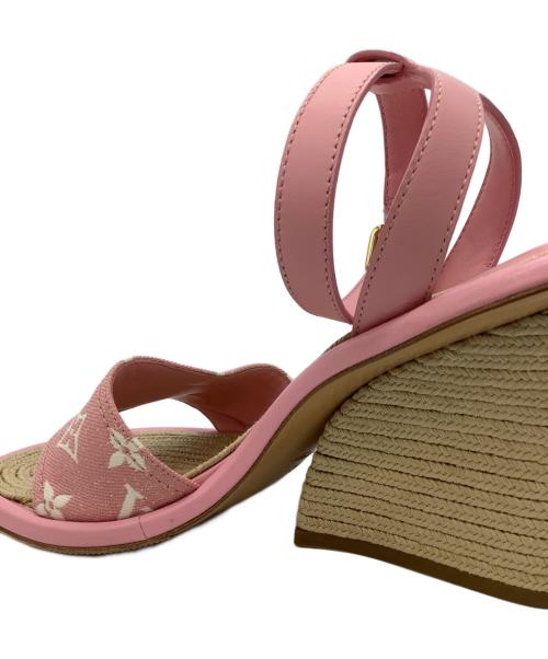 LOUIS VUITTON（ルイ ヴィトン）LOUIS VUITTON (ルイ ヴィトン) LOUIS VUITTON　マイアライン　ウェッジソールサンダル ピンクベージュ サイズ:38　1/2の古着・服飾アイテム