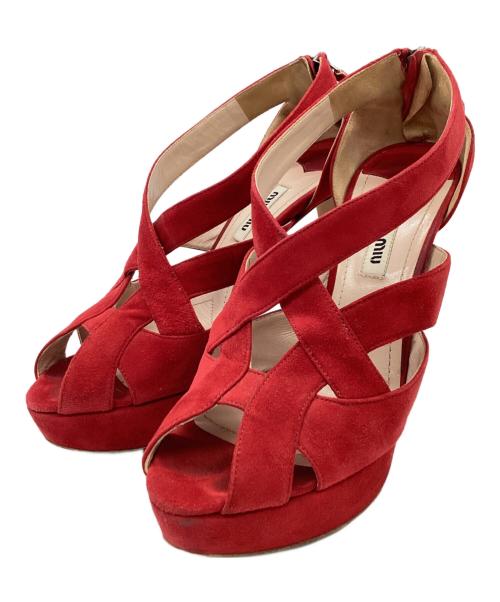 MIU MIU（ミュウミュウ）MIU MIU (ミュウミュウ) MIU MIU　オープントゥサンダル レッド サイズ:37　1/2の古着・服飾アイテム