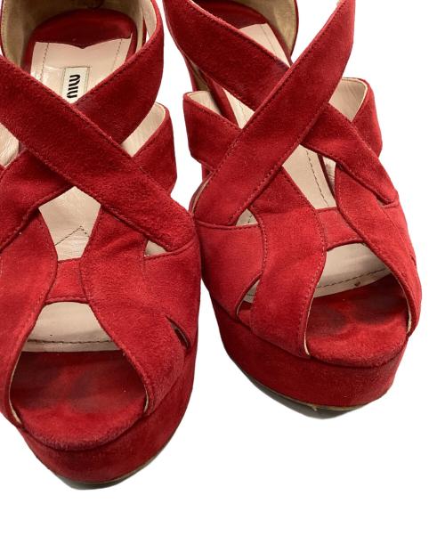 MIU MIU（ミュウミュウ）MIU MIU (ミュウミュウ) MIU MIU　オープントゥサンダル レッド サイズ:37　1/2の古着・服飾アイテム