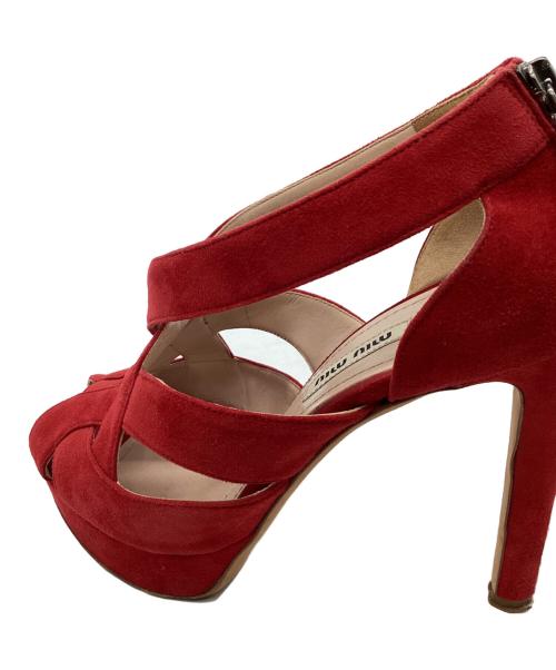 MIU MIU（ミュウミュウ）MIU MIU (ミュウミュウ) MIU MIU　オープントゥサンダル レッド サイズ:37　1/2の古着・服飾アイテム