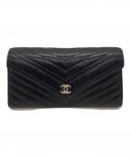 CHANELシャネル）の古着「CHANEL　シェブロン　長財布」｜ブラック
