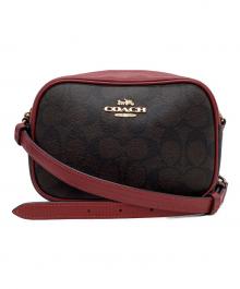 COACH（コーチ）の古着「COACH　シグネチャー　ショルダーバッグ」｜ブラウン×レッド