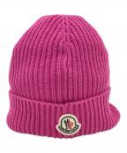 MONCLERモンクレール）の古着「MONCLER　BERRETTO　ロゴパッチビーニーニットキャップ」｜ショッキングピンク