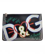 DOLCE & GABBANAドルチェ＆ガッバーナ）の古着「DOLCE & GABBANA　DGロゴクラッチバッグ」｜ブラック×ホワイト