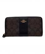 COACHコーチ）の古着「COACH　シグネチャー　ラウンドファスナー財布」｜ブラウン