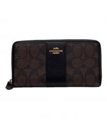 COACH（コーチ）の古着「COACH　シグネチャー　ラウンドファスナー財布」｜ブラウン