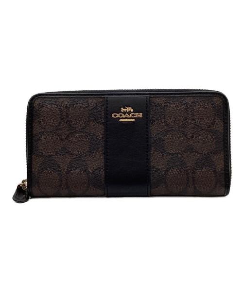 COACH（コーチ）COACH (コーチ) COACH　シグネチャー　ラウンドファスナー財布 ブラウンの古着・服飾アイテム