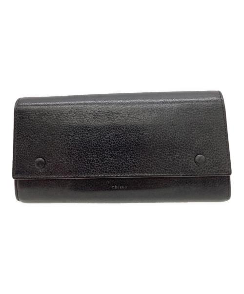 CELINE（セリーヌ）CELINE (セリーヌ) CELINE　ラージフラップ マルチファンクション　長財布 ブラックの古着・服飾アイテム