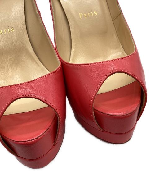 Christian Louboutin（クリスチャン・ルブタン）Christian Louboutin (クリスチャン・ルブタン) Christian Louboutin　オープントゥーパンプス ピンク サイズ:24ｃｍの古着・服飾アイテム