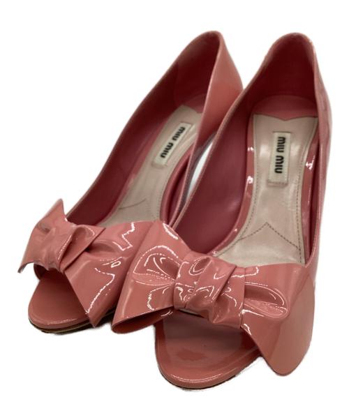 MIU MIU（ミュウミュウ）MIU MIU (ミュウミュウ) MIU MIU　オープントゥーリボンパンプス ピンク サイズ:23.5ｃｍの古着・服飾アイテム