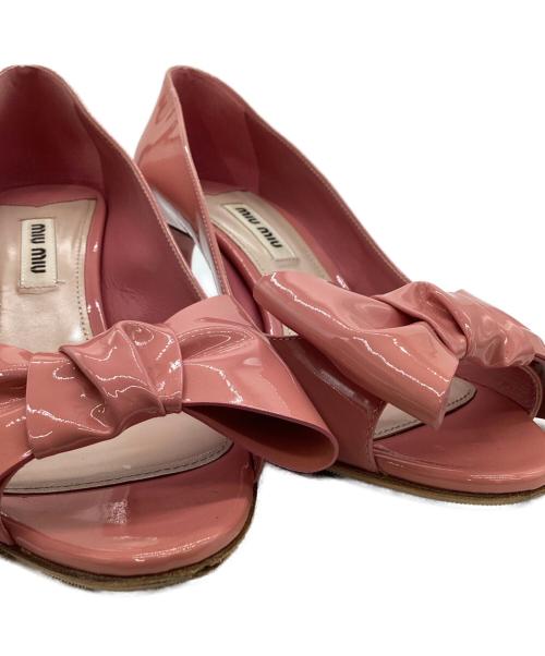 MIU MIU（ミュウミュウ）MIU MIU (ミュウミュウ) MIU MIU　オープントゥーリボンパンプス ピンク サイズ:23.5ｃｍの古着・服飾アイテム