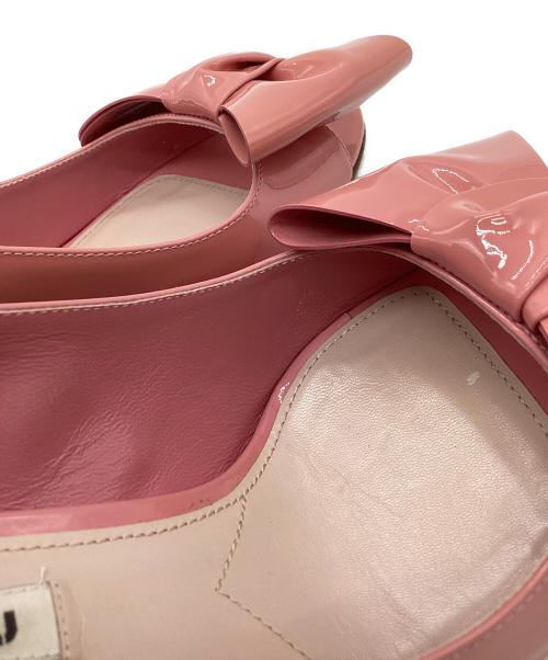MIU MIU（ミュウミュウ）MIU MIU (ミュウミュウ) MIU MIU　オープントゥーリボンパンプス ピンク サイズ:23.5ｃｍの古着・服飾アイテム