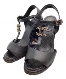 CHANEL（シャネル）の古着「CHANEL　ウェッジソールサンダル」｜ブラック
