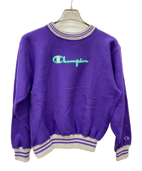 Champion（チャンピオン）Champion (チャンピオン) chanmpion ロゴスウェット パープル×グレー サイズ:Lの古着・服飾アイテム