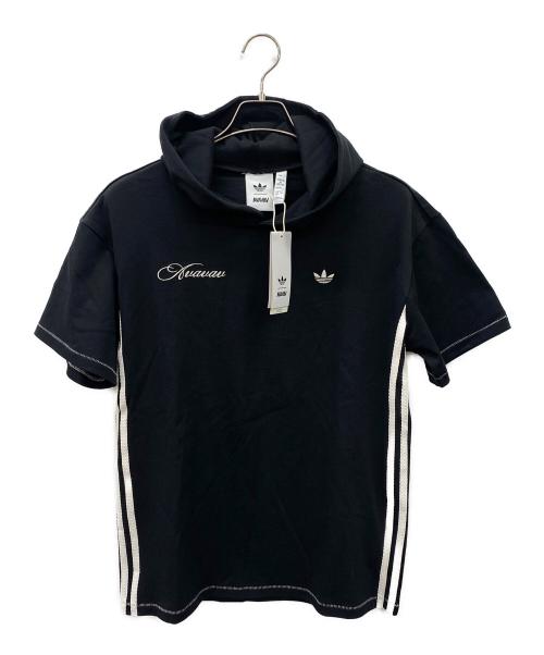 adidas（アディダス）adidas (アディダス) Avavav (アヴァヴァヴ) Hooded T-Shirt ブラック×ホワイト サイズ:S 未使用品の古着・服飾アイテム