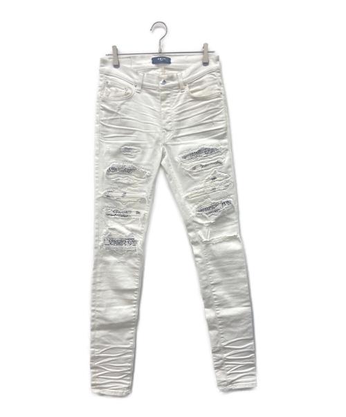 AMIRI（アミリ）AMIRI (アミリ) MX1バンダナダメージ加工スキニーパンツ ホワイト サイズ:31の古着・服飾アイテム