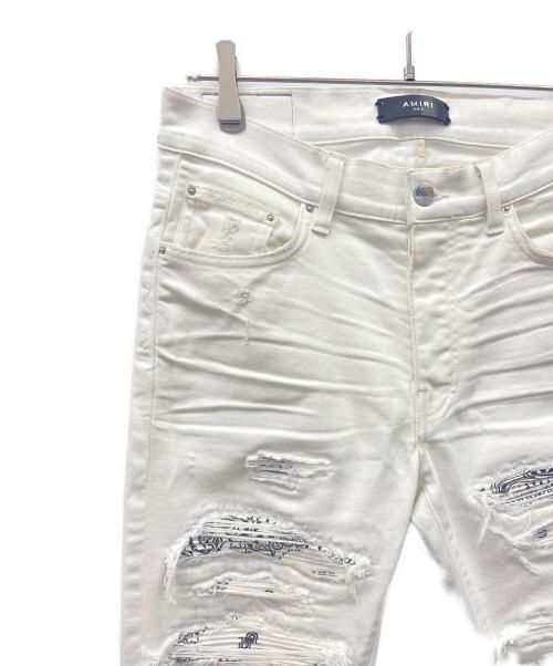 AMIRI（アミリ）AMIRI (アミリ) MX1バンダナダメージ加工スキニーパンツ ホワイト サイズ:31の古着・服飾アイテム