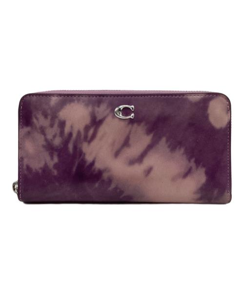 COACH（コーチ）COACH (コーチ) COACH　アコーディオン ジップ ウォレット・タイ ダイ プリント パープルの古着・服飾アイテム
