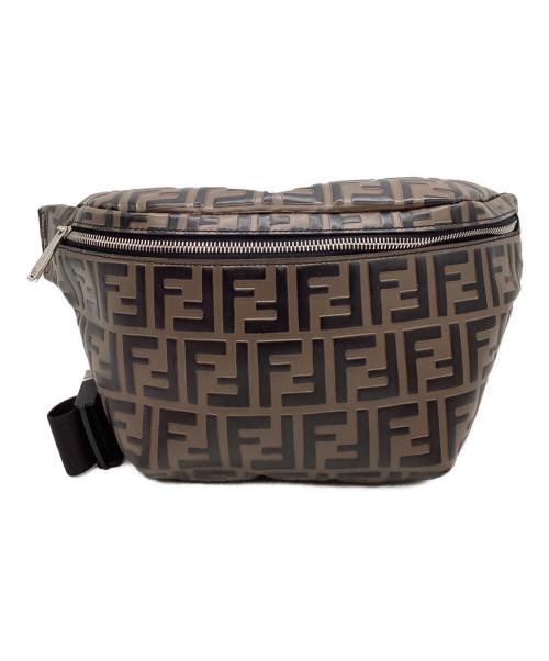 FENDI（フェンディ）FENDI (フェンディ) FENDI　ズッカ　ダイアゴナルベルトバッグ ブラウン×ブラックの古着・服飾アイテム