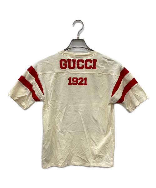 GUCCI（グッチ）GUCCI (グッチ) 半袖カットソー ベージュ×レッド サイズ:SIZE10の古着・服飾アイテム