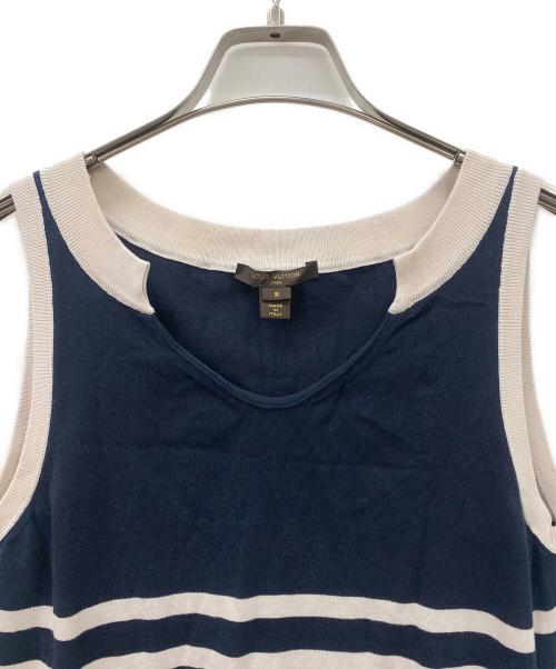 LOUIS VUITTON（ルイ ヴィトン）LOUIS VUITTON (ルイ ヴィトン) ノースリーブカットソー ネイビー×ベージュ サイズ:SIZESの古着・服飾アイテム