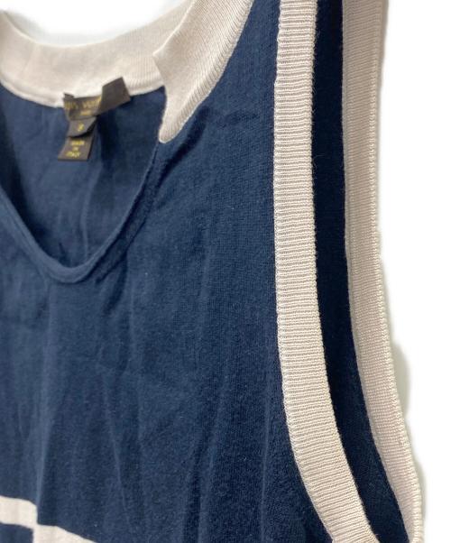 LOUIS VUITTON（ルイ ヴィトン）LOUIS VUITTON (ルイ ヴィトン) ノースリーブカットソー ネイビー×ベージュ サイズ:SIZESの古着・服飾アイテム