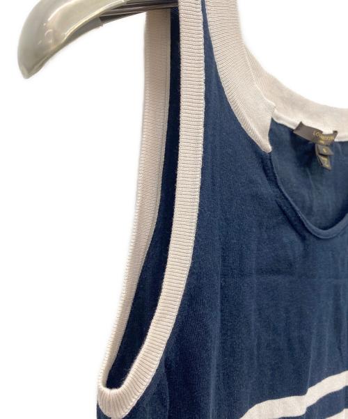 LOUIS VUITTON（ルイ ヴィトン）LOUIS VUITTON (ルイ ヴィトン) ノースリーブカットソー ネイビー×ベージュ サイズ:SIZESの古着・服飾アイテム