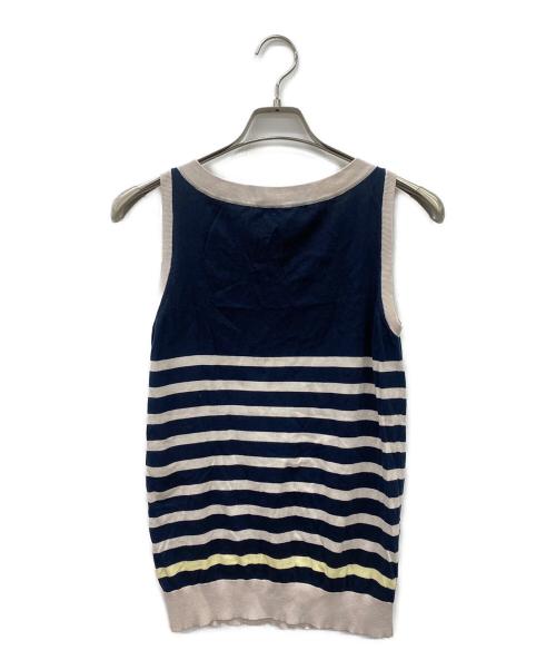 LOUIS VUITTON（ルイ ヴィトン）LOUIS VUITTON (ルイ ヴィトン) ノースリーブカットソー ネイビー×ベージュ サイズ:SIZESの古着・服飾アイテム