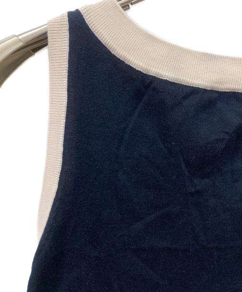 LOUIS VUITTON（ルイ ヴィトン）LOUIS VUITTON (ルイ ヴィトン) ノースリーブカットソー ネイビー×ベージュ サイズ:SIZESの古着・服飾アイテム