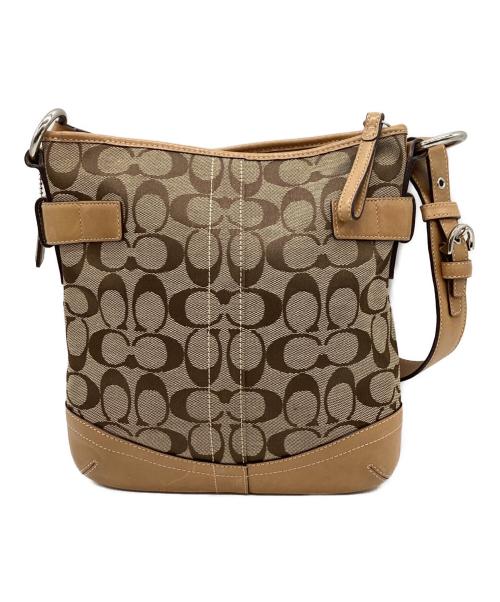 COACH（コーチ）COACH (コーチ) COACH　シグネチャー　ワンショルダーバッグ ベージュ×ブラウンの古着・服飾アイテム