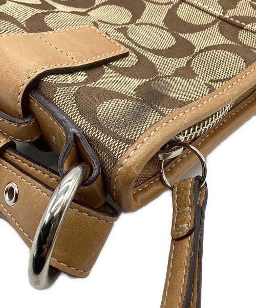 COACH（コーチ）COACH (コーチ) COACH　シグネチャー　ワンショルダーバッグ ベージュ×ブラウンの古着・服飾アイテム