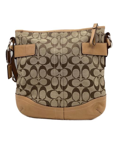 COACH（コーチ）COACH (コーチ) COACH　シグネチャー　ショルダーバッグ ベージュ×ブラウンの古着・服飾アイテム
