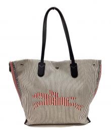 LONGCHAMP（ロンシャン）の古着「LONGCHAMP　ロゾトートバッグ　トートバッグ」｜ベージュ×ブラック