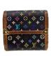 LOUIS VUITTON（ルイ ヴィトン）の古着「LOUIS VUITTON　モノグラム・マルチカラー　ポルトモネ・ビエ・カルトクレディ　3つ折り財布」｜ブラック