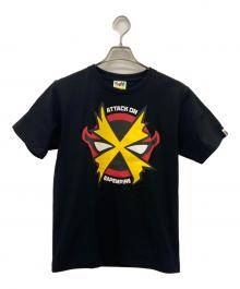 A BATHING APE（アベイシングエイプ）の古着「A BATHING APE　半袖カットソー」｜ブラック×レッド